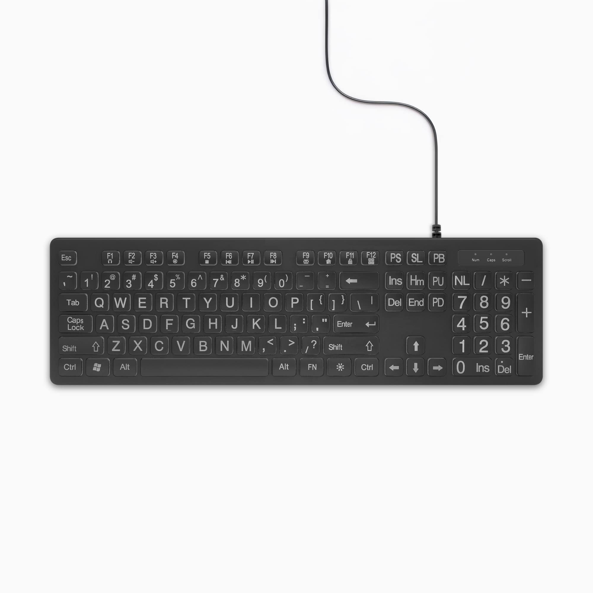3 Color Keyboard Large Print LED Keyboard | Tri-Color Backlit USB – Aluratek
