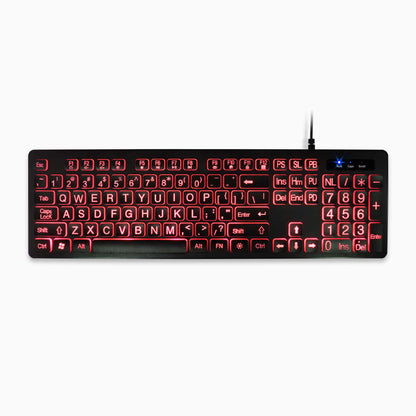 Large Print Tri-color LED Backlight Illuminated Keyboard
