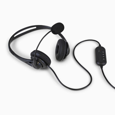 Aluratek Wired USB Stereo Headset Noise Reducing Mic Side Angle