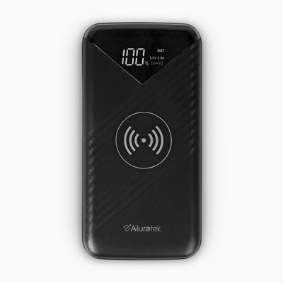 aluratek wireless charging 10k power bank top
